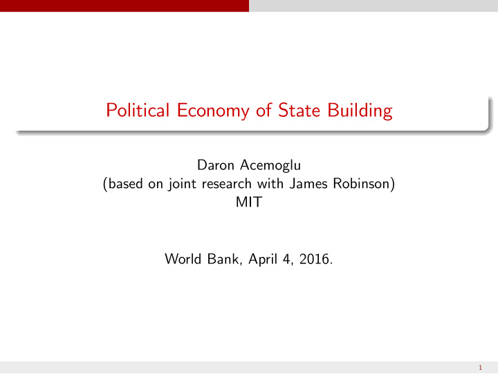 political economy of state building