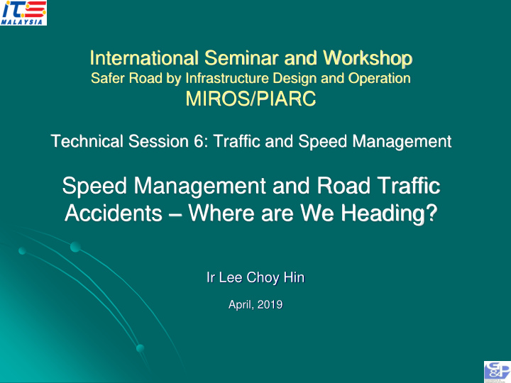 speed management and road traffic accidents where are we