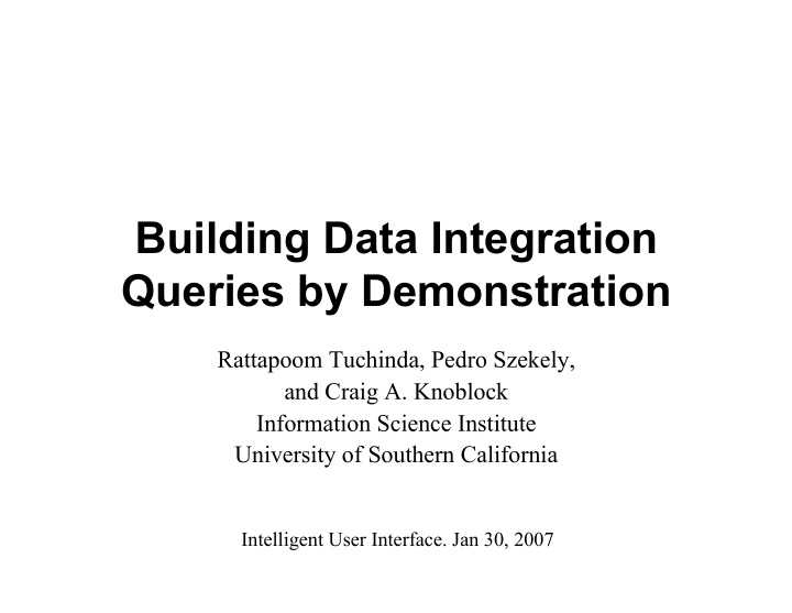 building data integration queries by demonstration