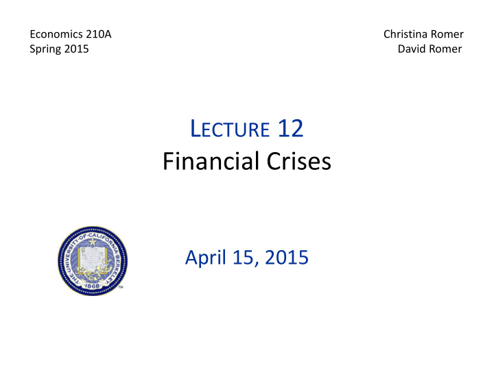 l ecture 12 financial crises