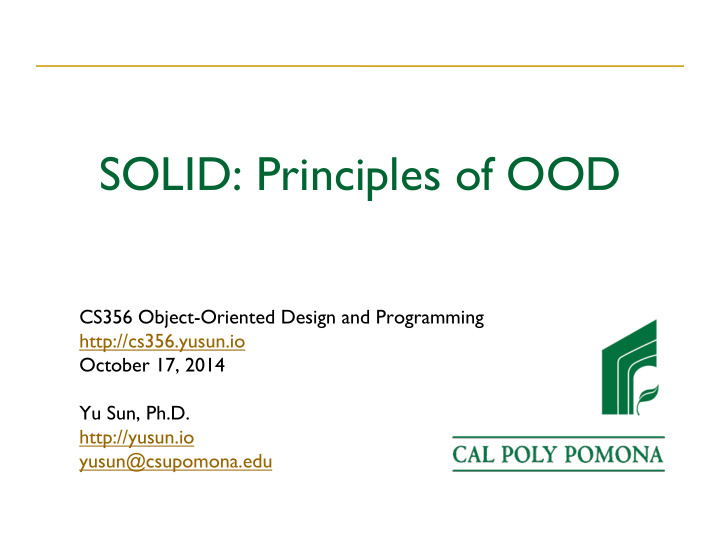 solid principles of ood