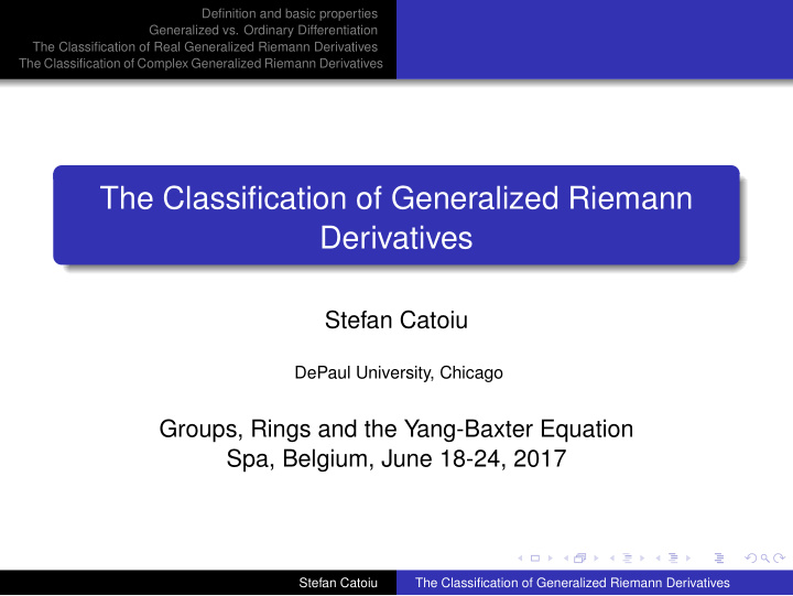 the classification of generalized riemann derivatives