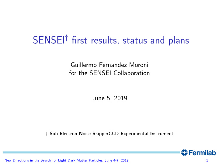 sensei first results status and plans