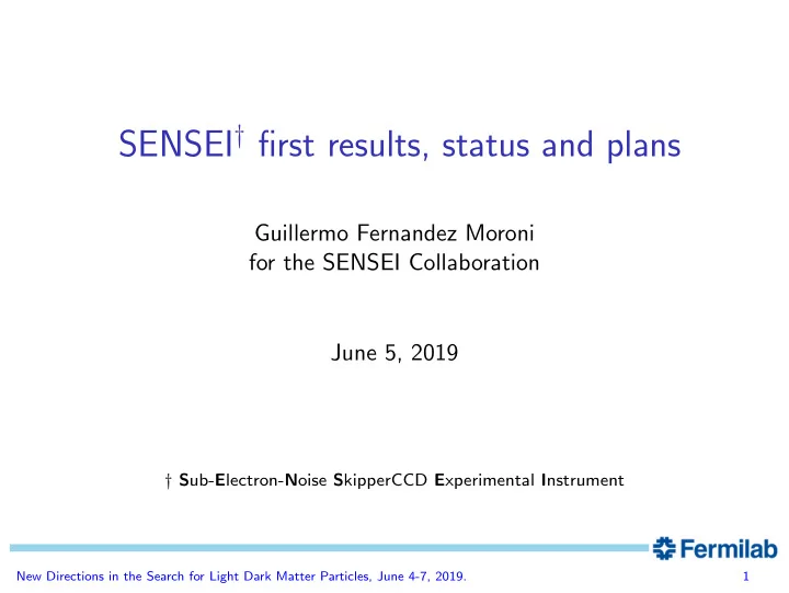 sensei first results status and plans