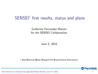 SENSEI  first results, status and plans  Guillermo Fernandez Moroni  for the SENSEI
