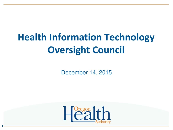 health information technology oversight council