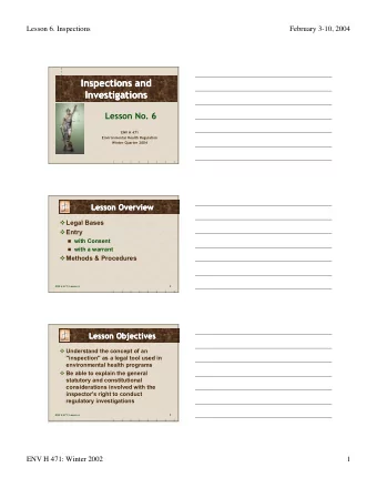 Inspections and  Inspections and  Inspections and  Investigations  Investigations  Investigations