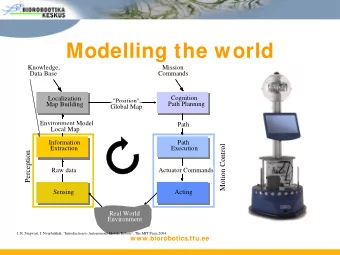 Modelling the world  Knowledge,  Mission  Data Base  Commands  Cognition  Localization