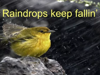 Raindrops keep fallin  In the world you will have tribulation,  but take courage for I have