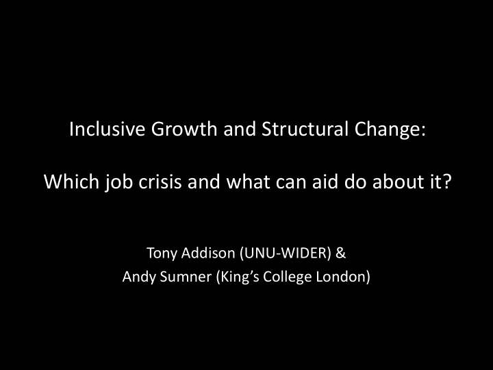 inclusive growth and structural change which job crisis
