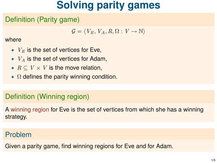 solving parity games