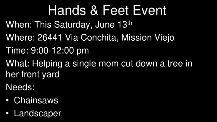 hands feet event