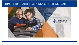 2019 THIRD QUARTER EARNINGS CONFERENCE CALL  R  Forward-looking Statement  Except for historical