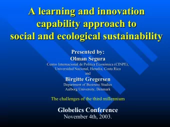 A learning and innovation  A learning and innovation  capability approach to  capability approach