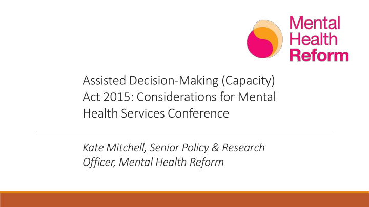 kate mitchell senior policy research officer mental