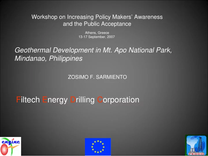 filtech energy drilling corporation the mt apo geothermal