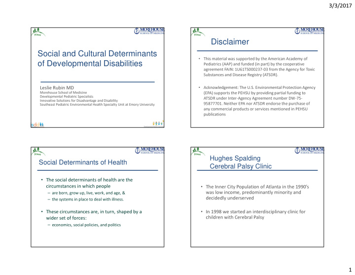 disclaimer social and cultural determinants