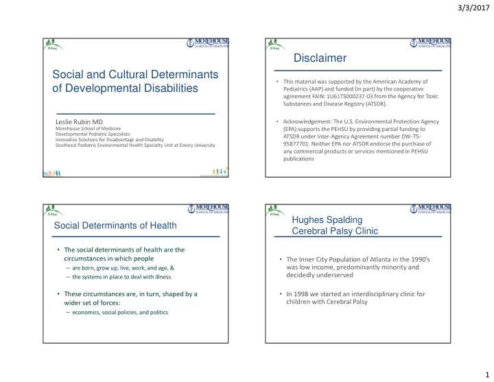 disclaimer social and cultural determinants
