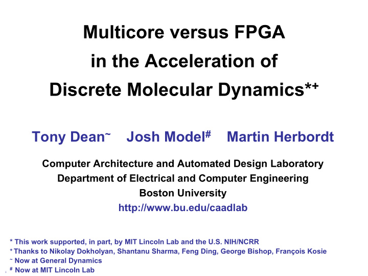 multicore versus fpga in the acceleration of discrete