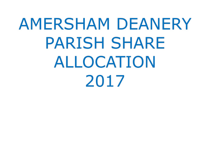 diocesan allocation to amersham