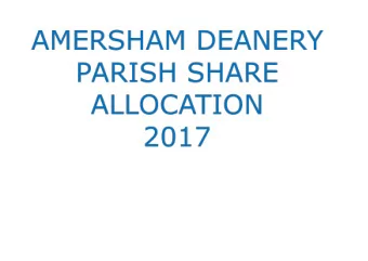 DIOCESAN ALLOCATION TO AMERSHAM (SEE SHEET) DEANERY ALLOCATIONS  Diocesan figures  from sheet