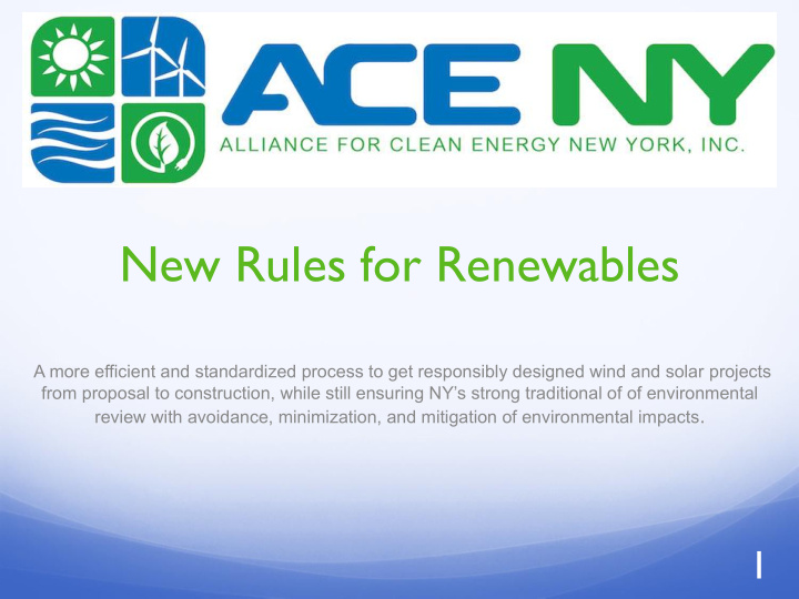 new rules for renewables