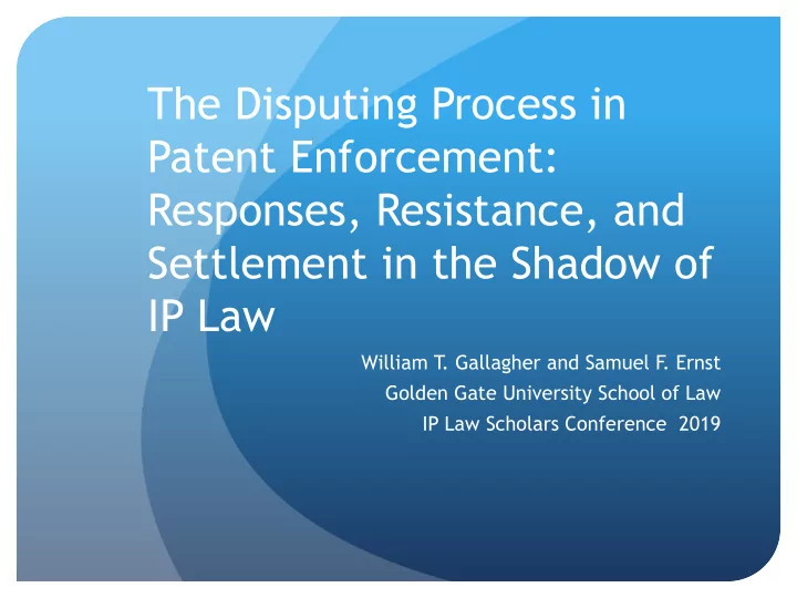 the disputing process in patent enforcement responses