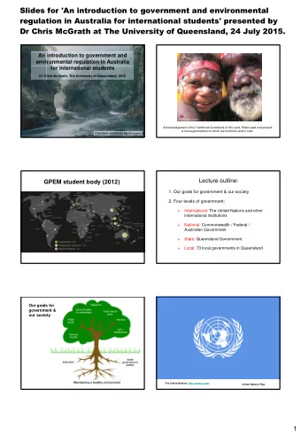 Slides for 'An introduction to government and environmental  regulation in Australia for