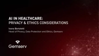 AI in Healthcare:  Privacy &amp; Ethics considerations Ivana Bartoletti  Head of Privacy, Data