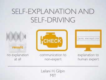 SELF-EXPLANATION AND  SELF-DRIVING  java exception  result  no explanation  communication to