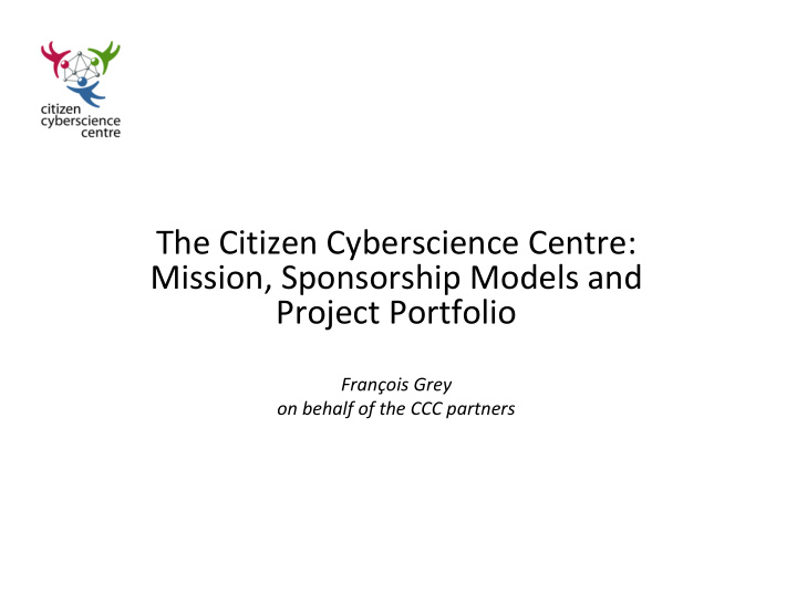 the citizen cyberscience centre mission sponsorship