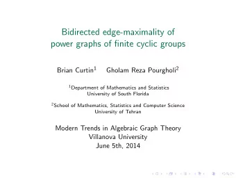 Bidirected edge-maximality of  power graphs of finite cyclic groups Brian Curtin 1 Gholam Reza
