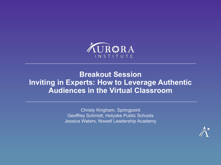 breakout session inviting in experts how to leverage
