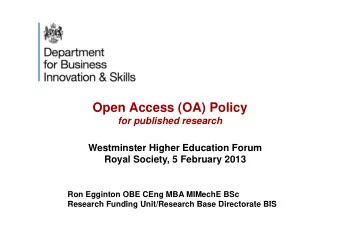 Open Access (OA) Policy  for published research  for published research  Westminster Higher