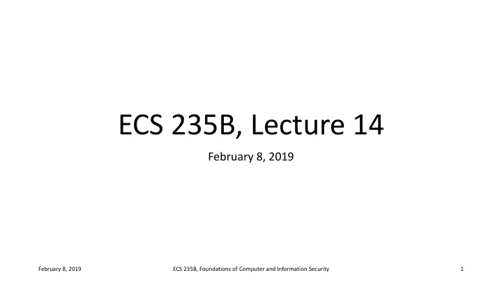 ecs 235b lecture 14