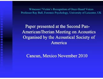 Paper presented at the Second Pan  Paper presented at the Second Pan-  -  American/Iberian Meeting