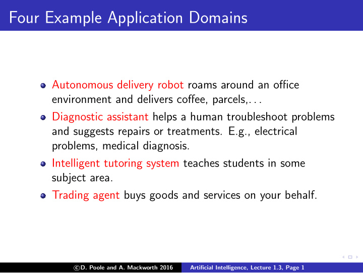 four example application domains