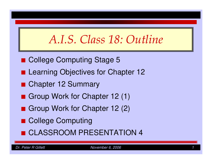 a i s class 18 outline