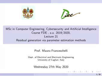 MSc in Computer Engineering, Cybersecurity and Artificial Intelligence  Course FDE , a.a.