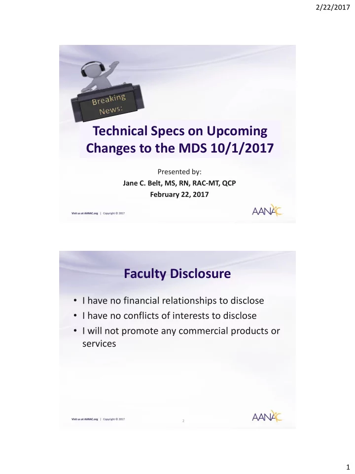 technical specs on upcoming changes to the mds 10 1 2017