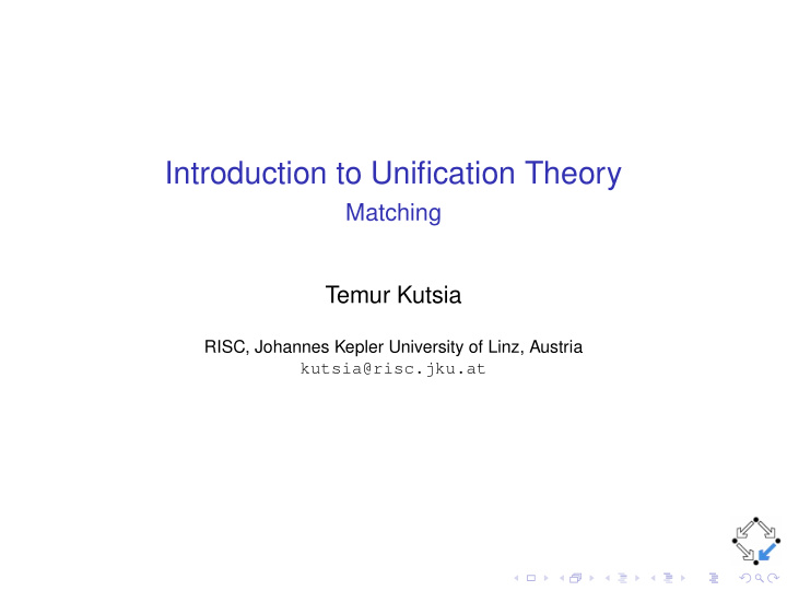 introduction to unification theory