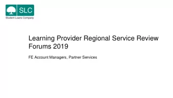 Learning Provider Regional Service Review  Forums 2019  FE Account Managers, Partner Services