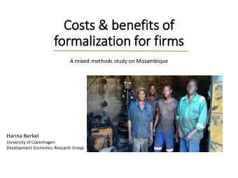 formalization for fir  irms  A mixed-methods study on Mozambique  Hanna Berkel  University of