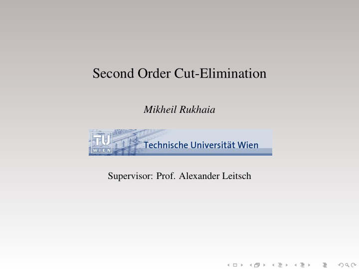 second order cut elimination