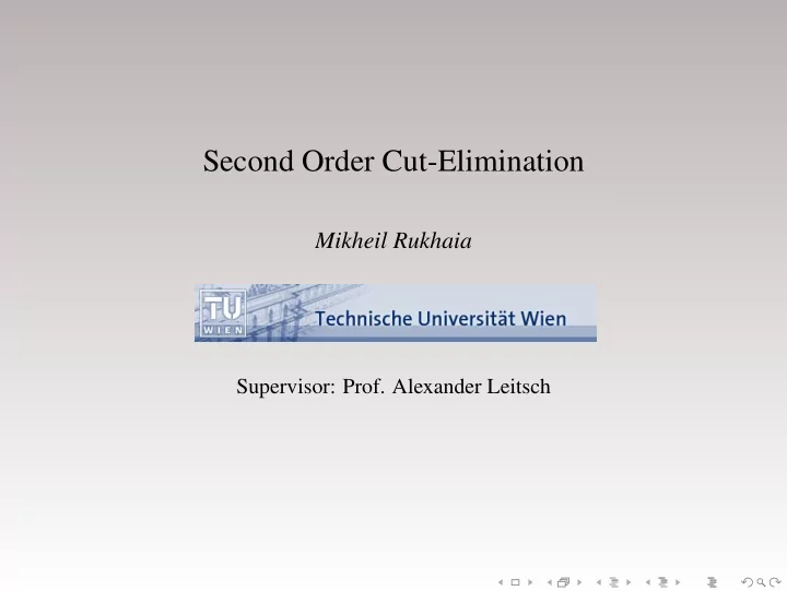second order cut elimination