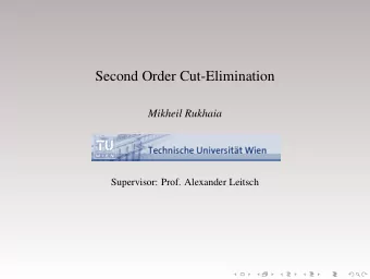 Second Order Cut-Elimination  Mikheil Rukhaia  Supervisor: Prof. Alexander Leitsch  Introduction