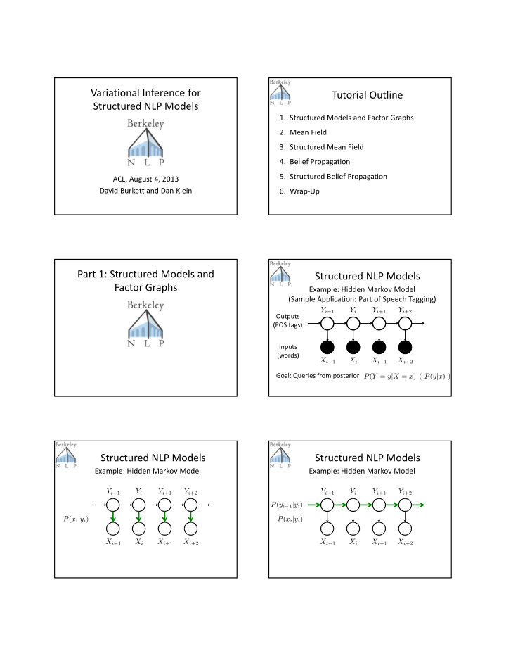 variational inference for tutorial outline structured nlp