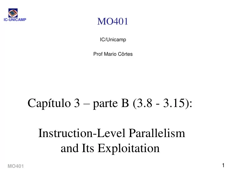 instruction level parallelism and its exploitation 1
