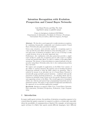 Intention Recognition with Evolution  Prospection and Causal Bayes Networks  Lu  s Moniz