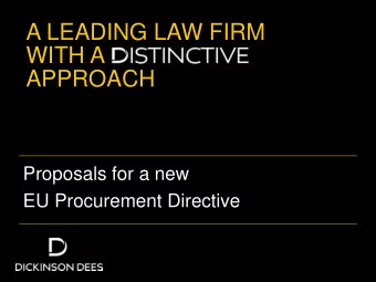 WITH A  APPROACH  Proposals for a new  EU Procurement Directive  Introduction    20 December